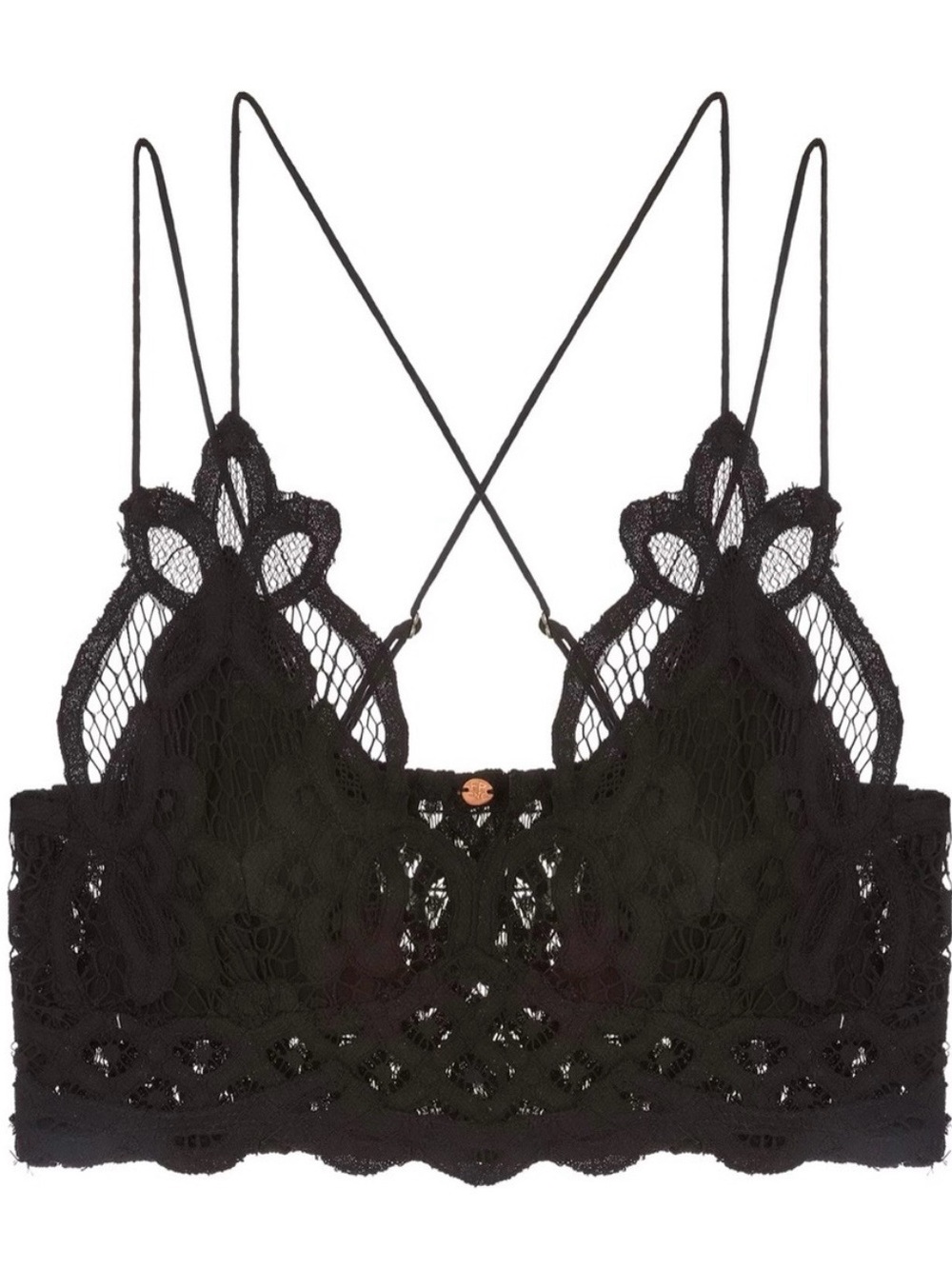 NWT • Free People Intimately Crochet Boho Adella Bralette XXS Black - Picture 2 of 7